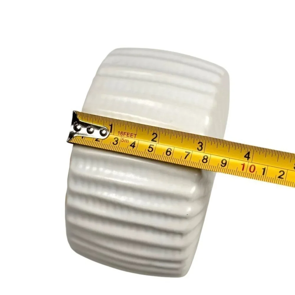 White Ceramic Cylindrical Vase Mid Century Small Minimalist Monochrome